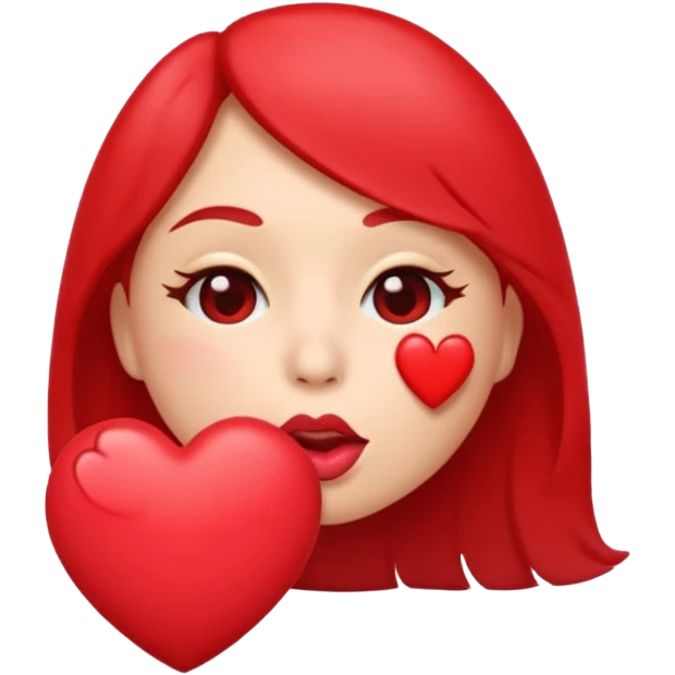 Emoji, face blowing a kiss, puckered lips, small heart emoji