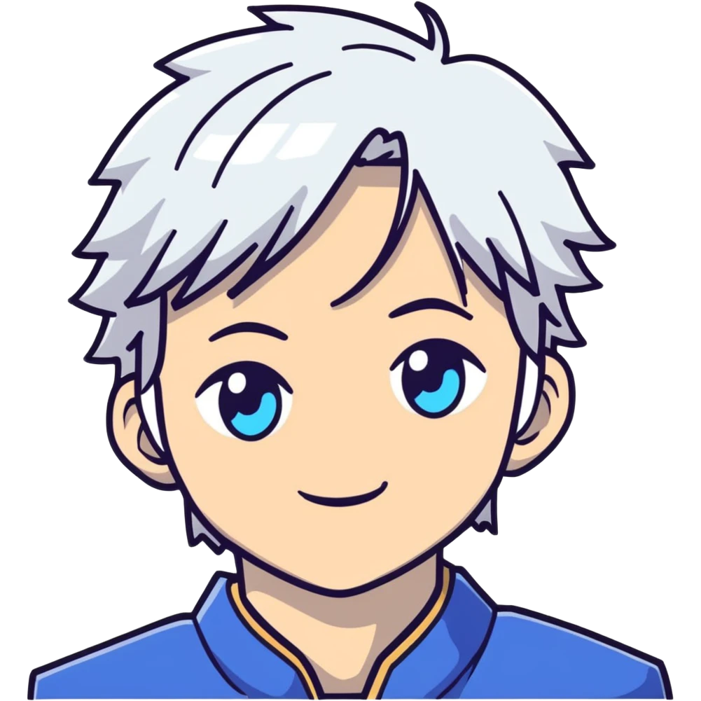 Satoru Gojo anime character with white hair and blue eyes emoji