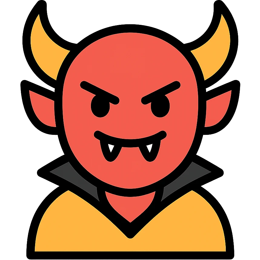 a devil character, color outline icon style emoji