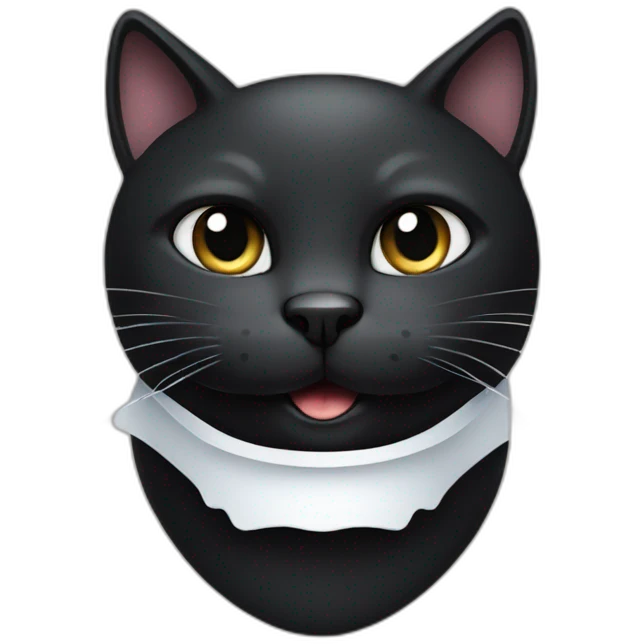 Mostly Black cat with white on one side of the mouth emoji