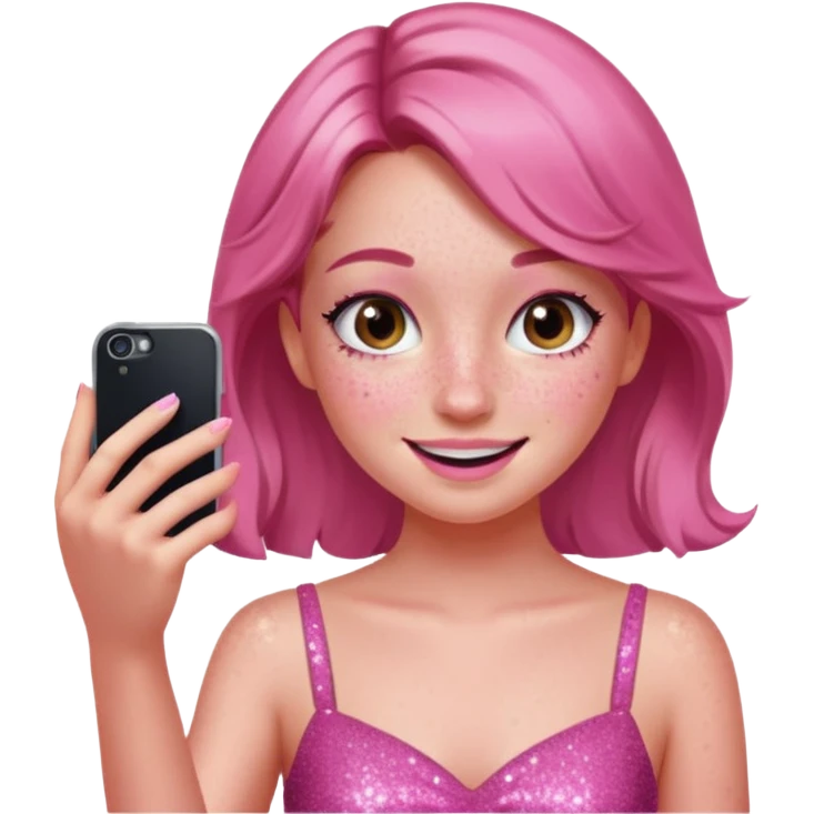 glitter pink girl naughty selfie emoji