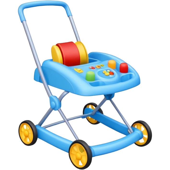 blue baby walker with toys on it emoji