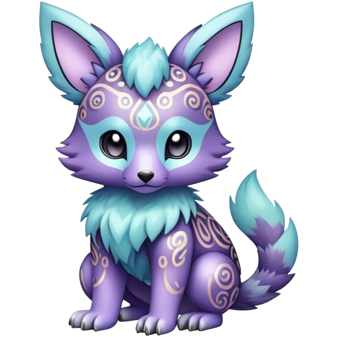 Cute cool shiny dark pastel colorful animal hybrid Fakemon full body emoji