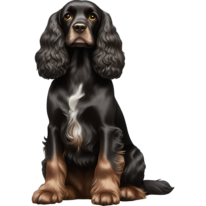 Black cocker spaniel sitting full pose emoji