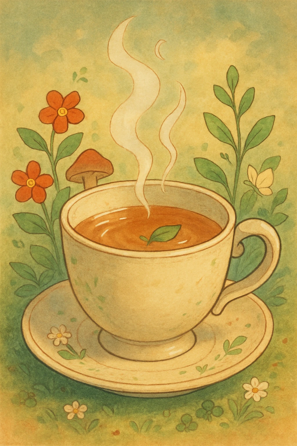 a teacup in ghibli style emoji