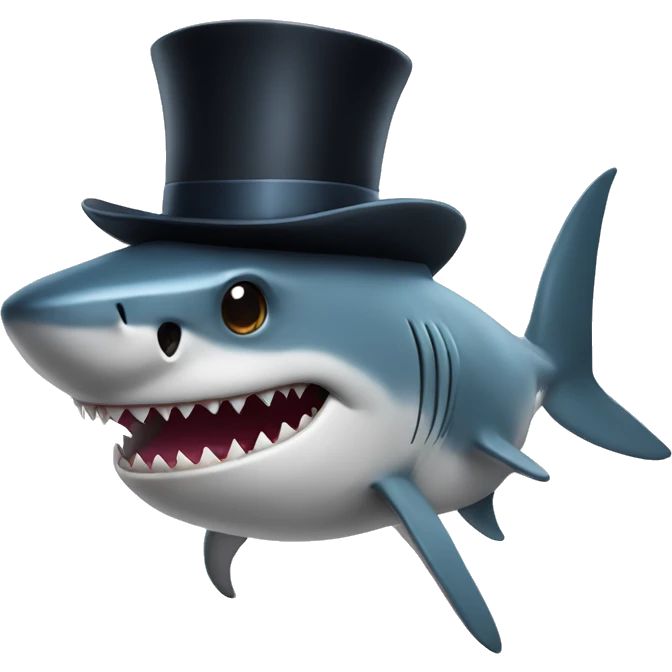 Shark with a top hat emoji