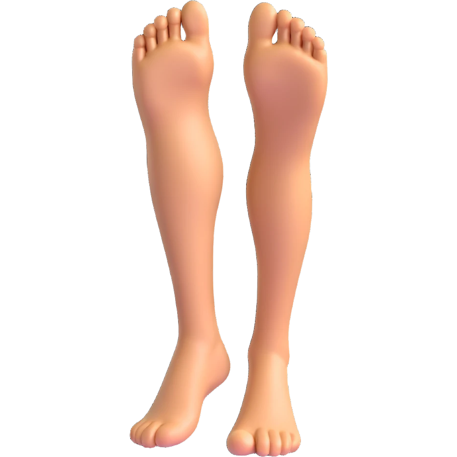 3D emoji style human leg, foot pointed, simple and expressive, neutral skin tone emoji