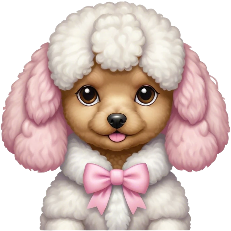 Toy poodle with pastel Pink bows  emoji