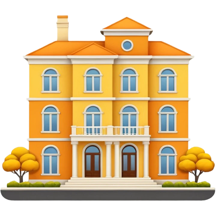modern mansion, yellow and orange emoji