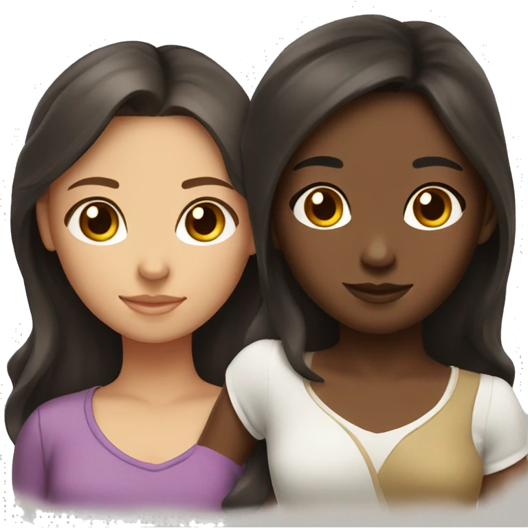 Two girls napping. One with brown skin and dark hair and another with white skin and dark hair emoji