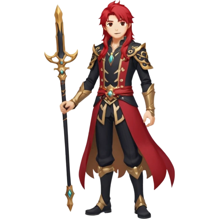 Diluc from Genshin Impact (full body) (tall adult male) (long hair) emoji