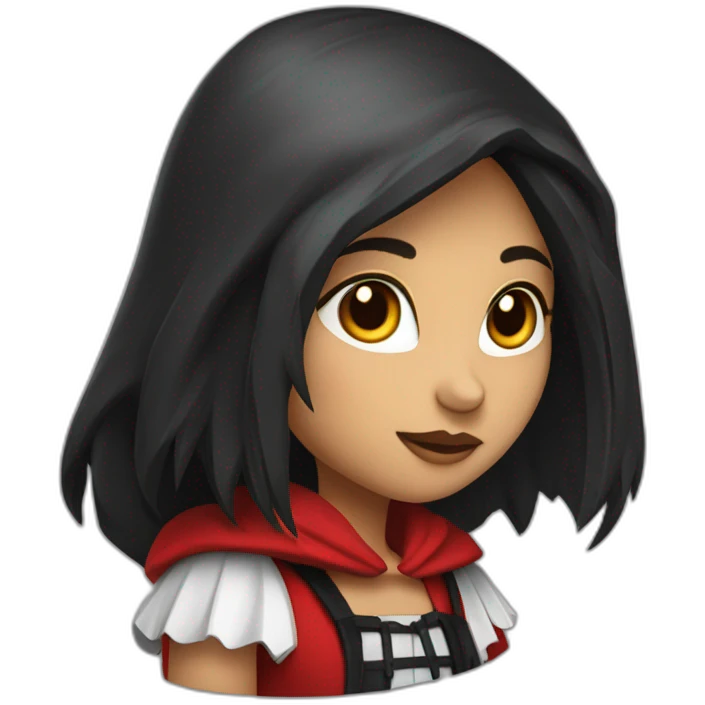 red-ridding-hood-girl-with-long-black-strait-hair-with-white-break emoji
