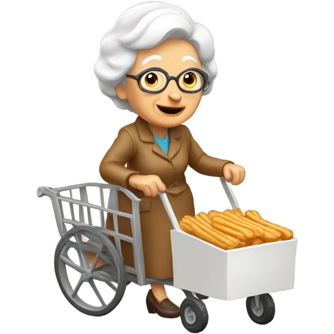 Tan old lady with a cart selling churros emoji