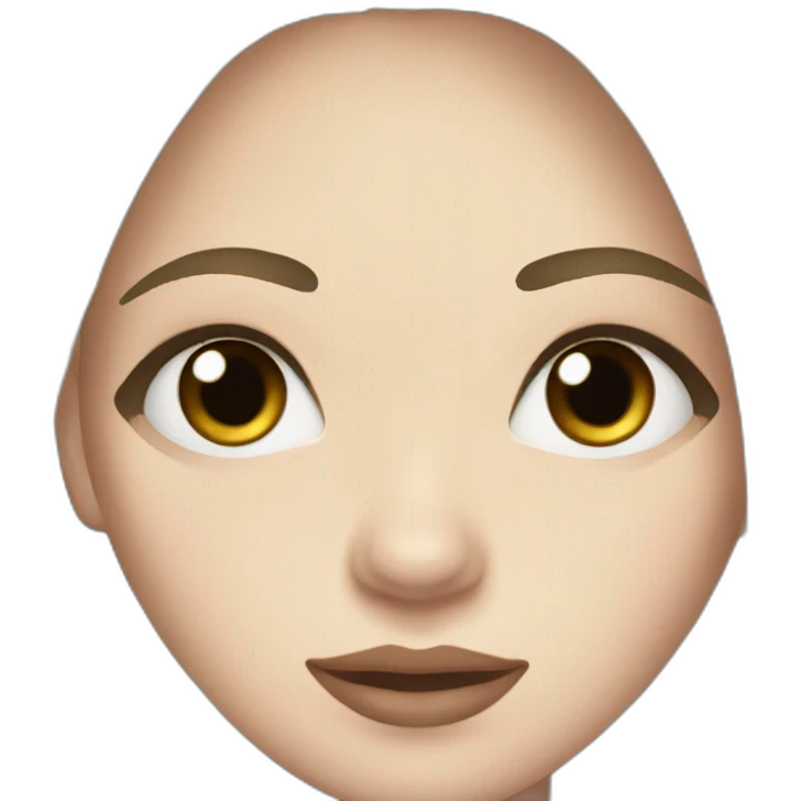 Woman, pale skin, dark straight hair, big black eyes emoji