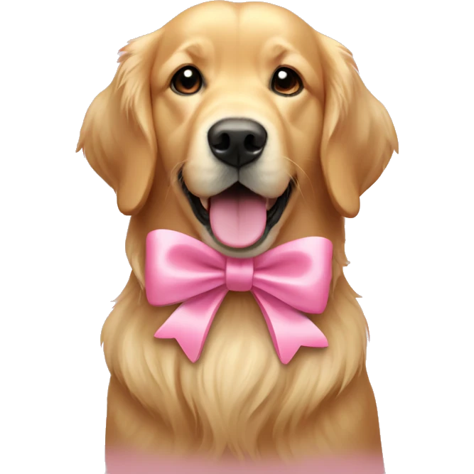 A golden retriever with a pretty pink bow emoji