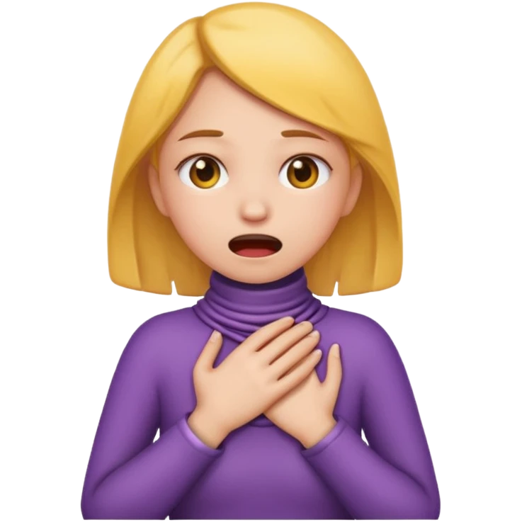 A girl choking herself but it need to look like an apple emoji like this 💁‍♀️🙆‍♀️🤰🙋‍♀️🙆‍♂️🫄🙅‍♀️🙅 emoji