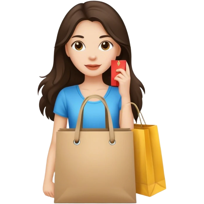 brunette long haired girl shopping emoji