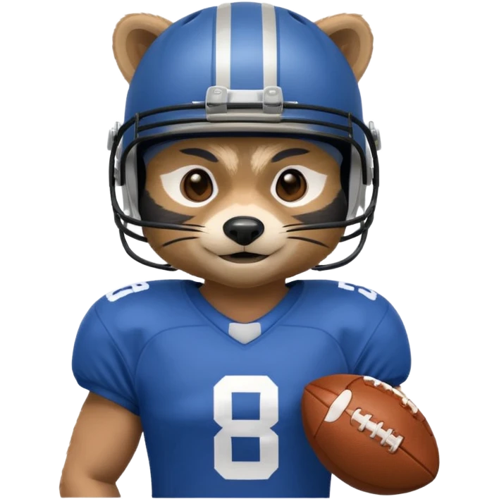 american football player raccoon blue emoji