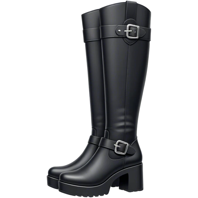 Black leather, platform, knee high boots emoji