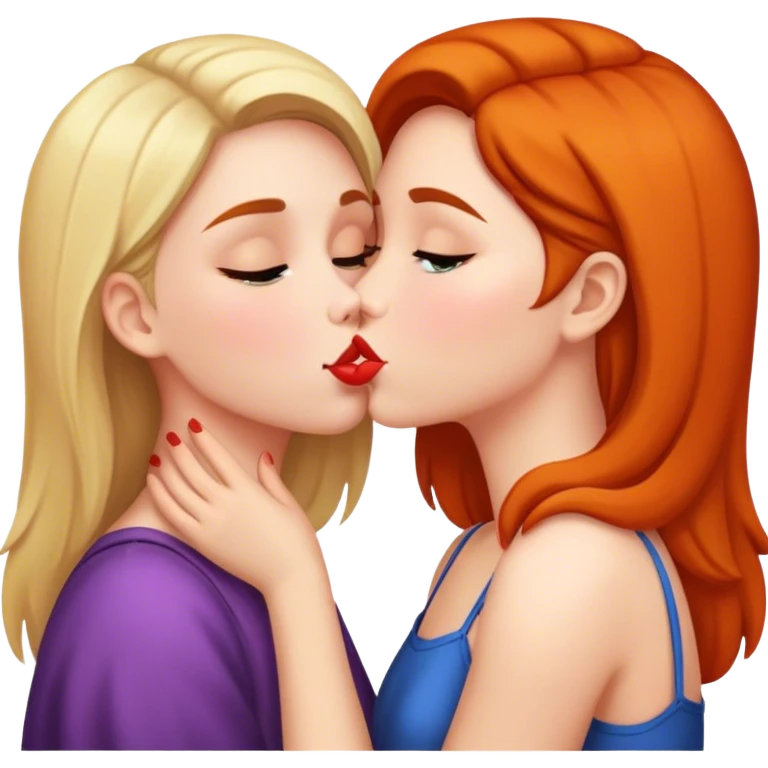 Two girls kissing love emoji