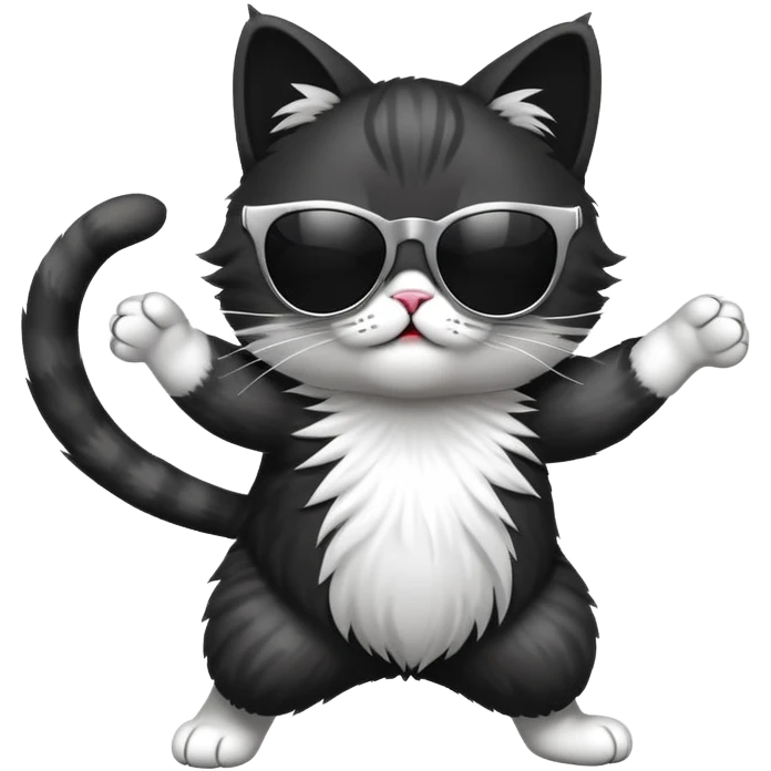 Cat with sunglasses dancing emoji