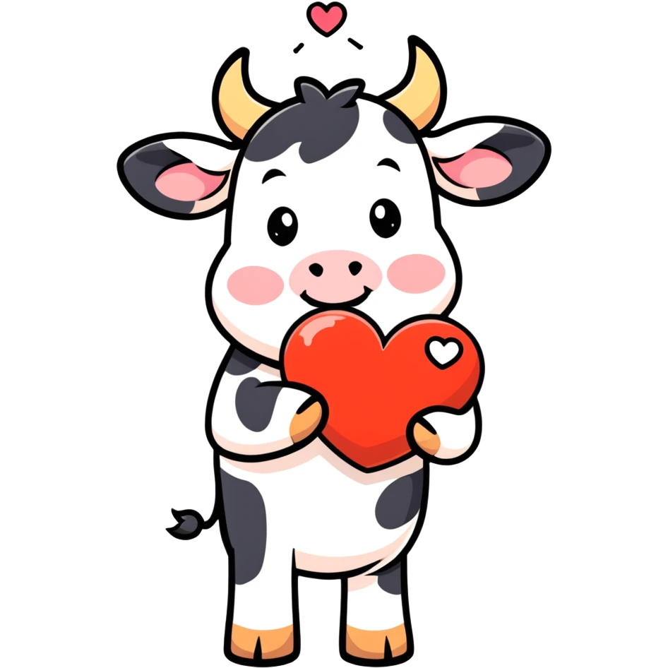cow holding heart  emoji