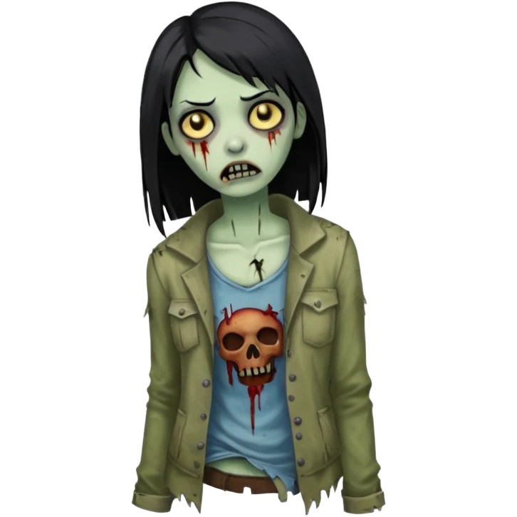 mulher zumbi cabelo liso preto emoji