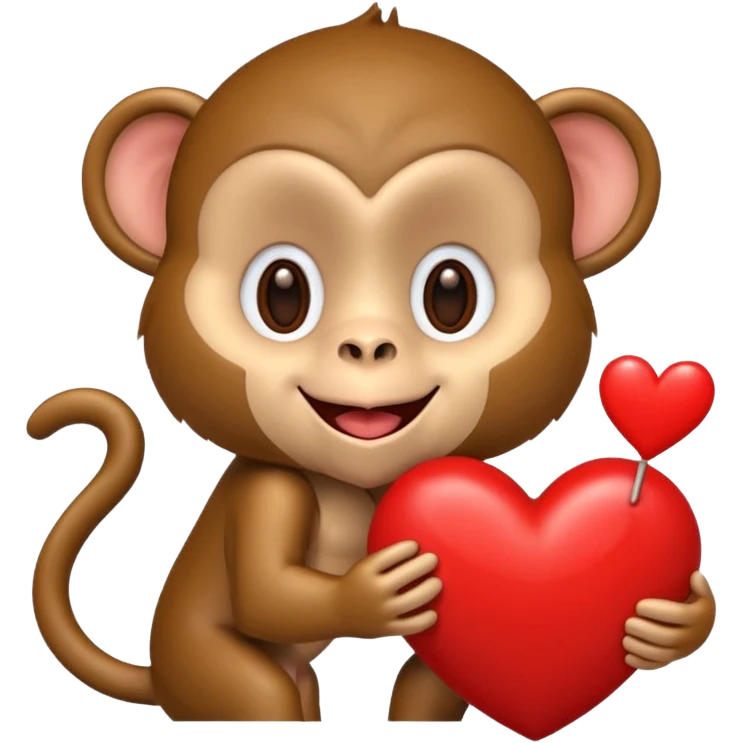 קוף שולח נשיקה על לב אדום באמצע שלו emoji