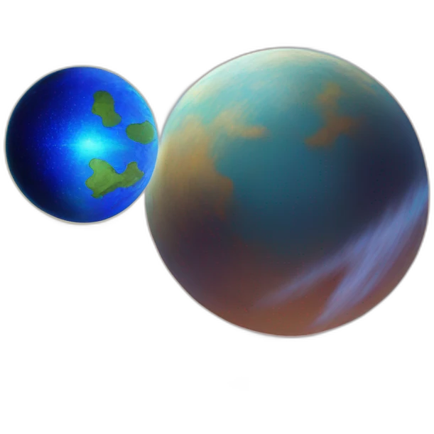 A planet and a shield in front of the planet emoji