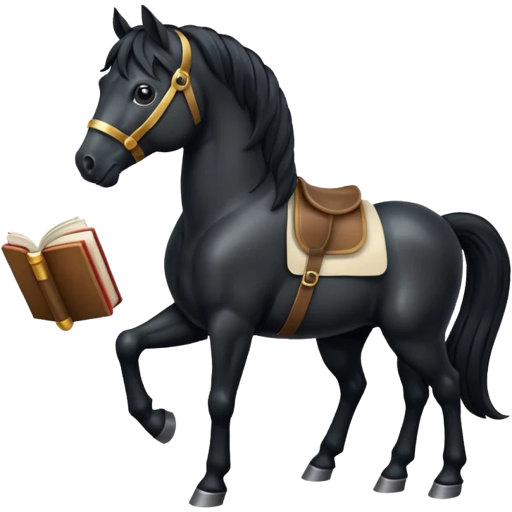 black horse with book emoji