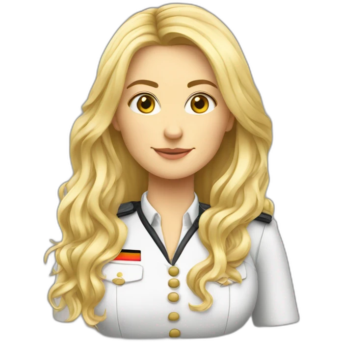 Femme blonde long cheveux uniforme allemand emoji