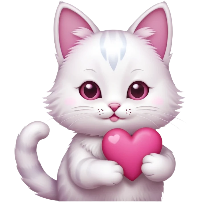 Cat holding heart emoji