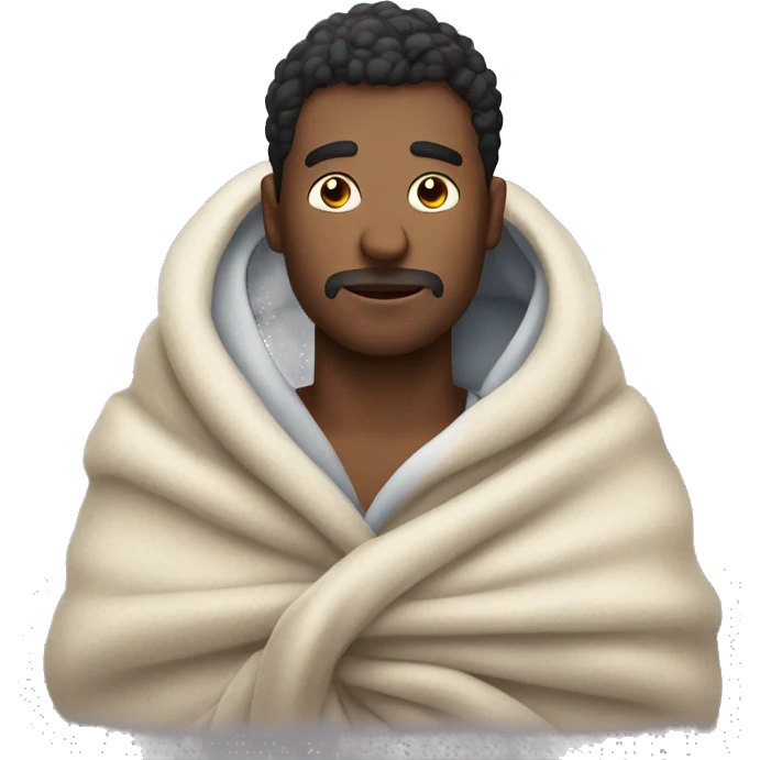 Man cozy in blanket  emoji