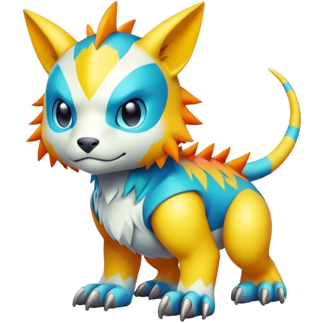 Cute cool colorful Digimon-animal-hybrid full body emoji