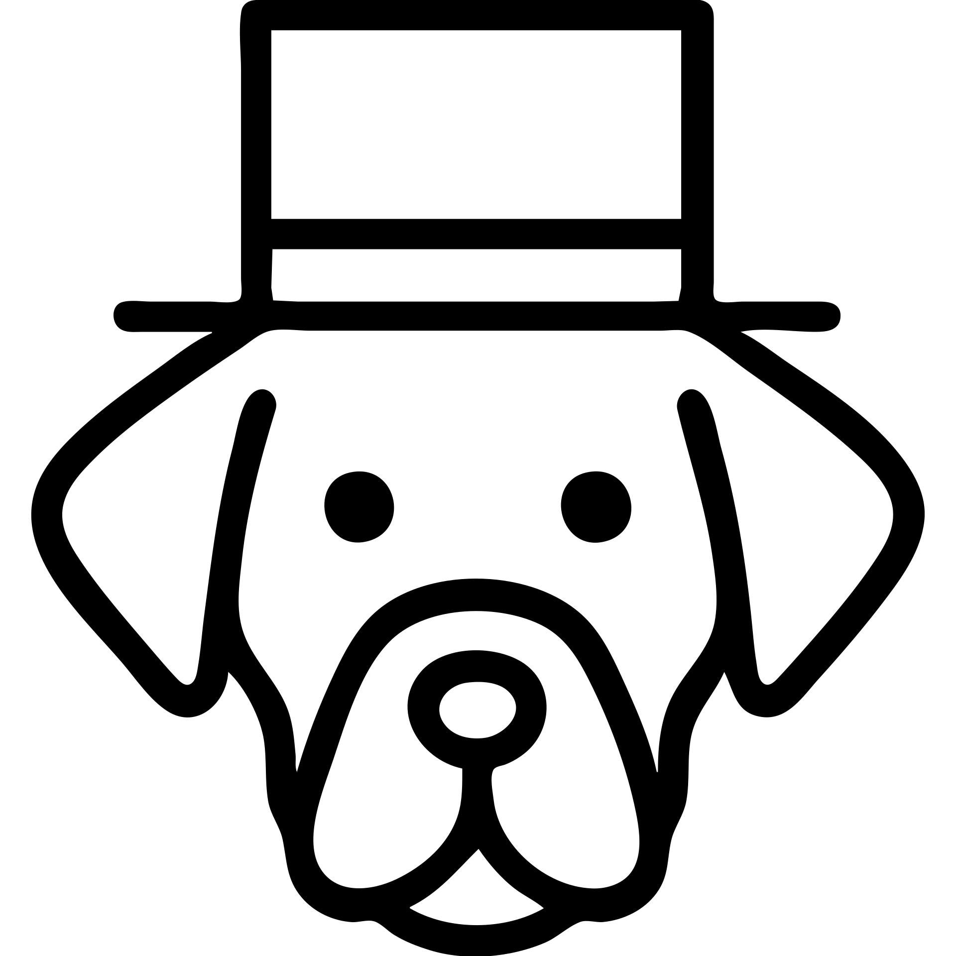 dog with a tophat, black outlined icon style emoji