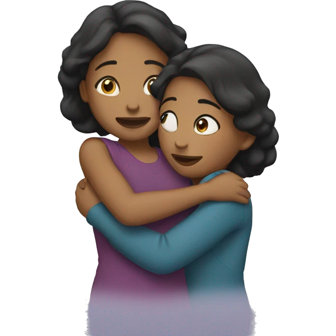 two sisters hug emoji