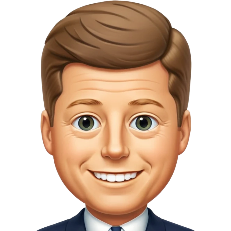 John F. Kennedy smiling face, minimal details, friendly diplomatic mood emoji