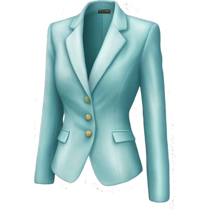 Hyper Realistic isolated side view of a pair of velvet light robins egg blue feminine blazer jacket. emoji