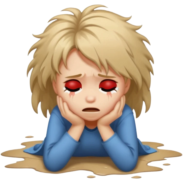 child crying laying face down on floor emoji