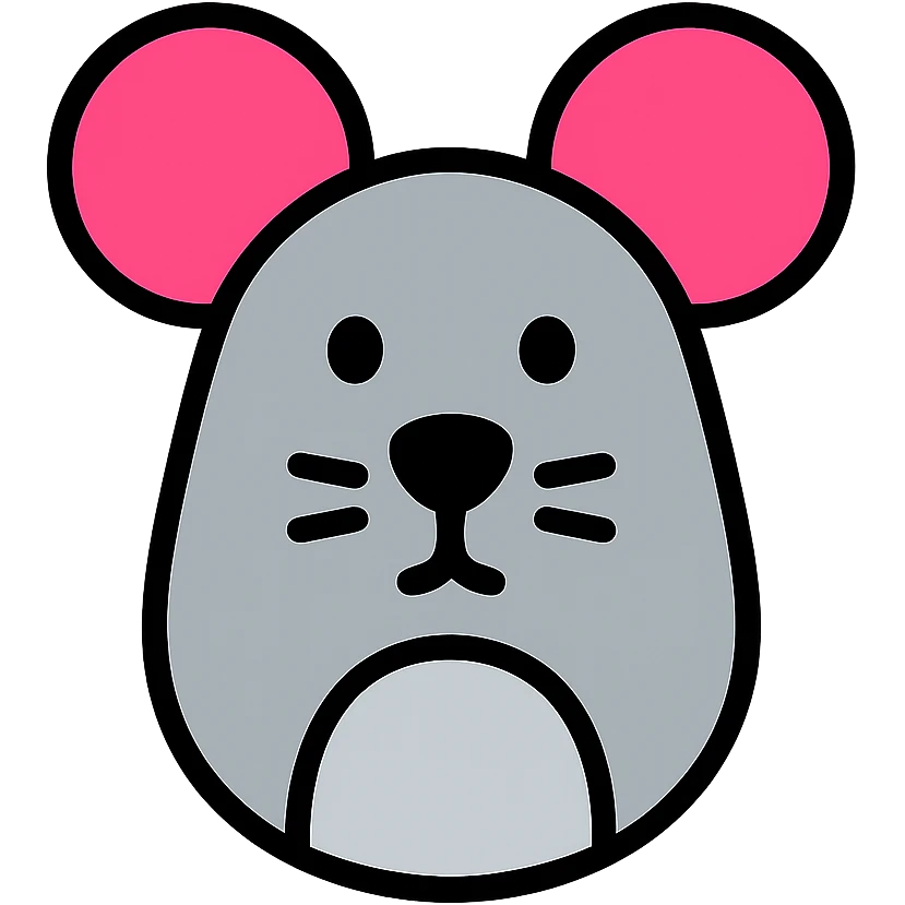 Colorful mouse icon with gray body and pink ears emoji