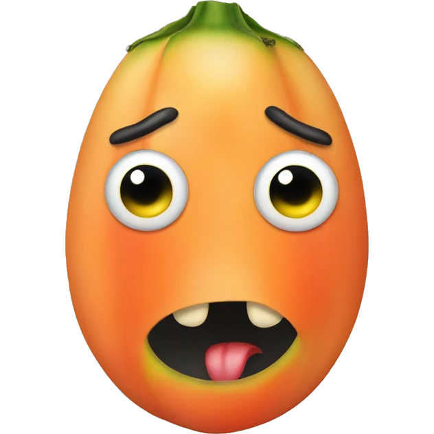 papaya fruit with face emoji