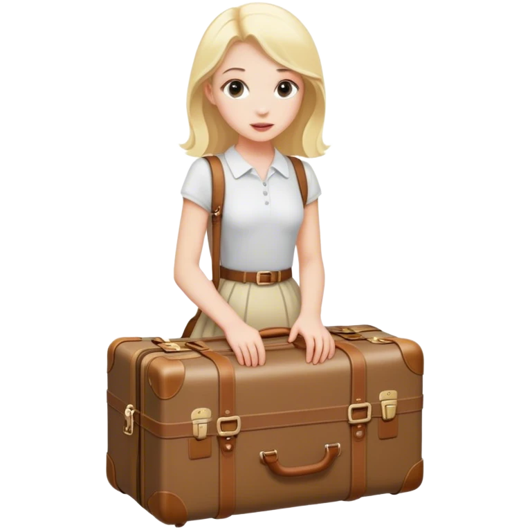 Blonde, pale girl with a luggage  emoji