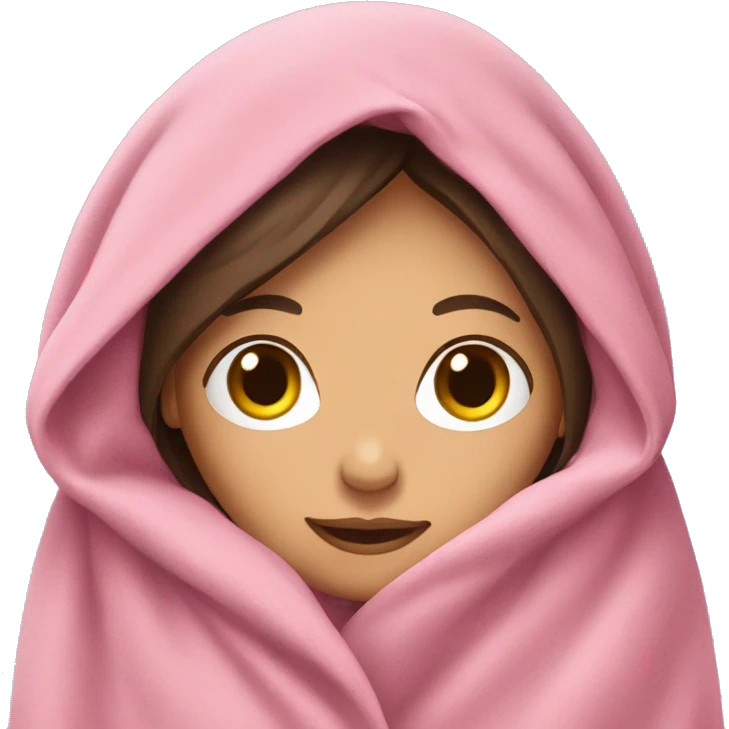 Brunette girl folded in pink blanket emoji