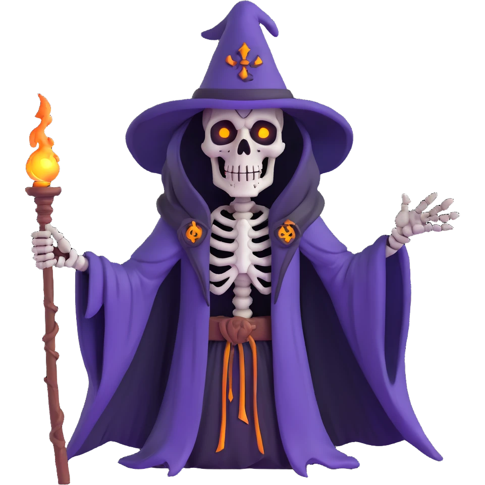 undead skeleton lich wizard with glowing eyes emoji