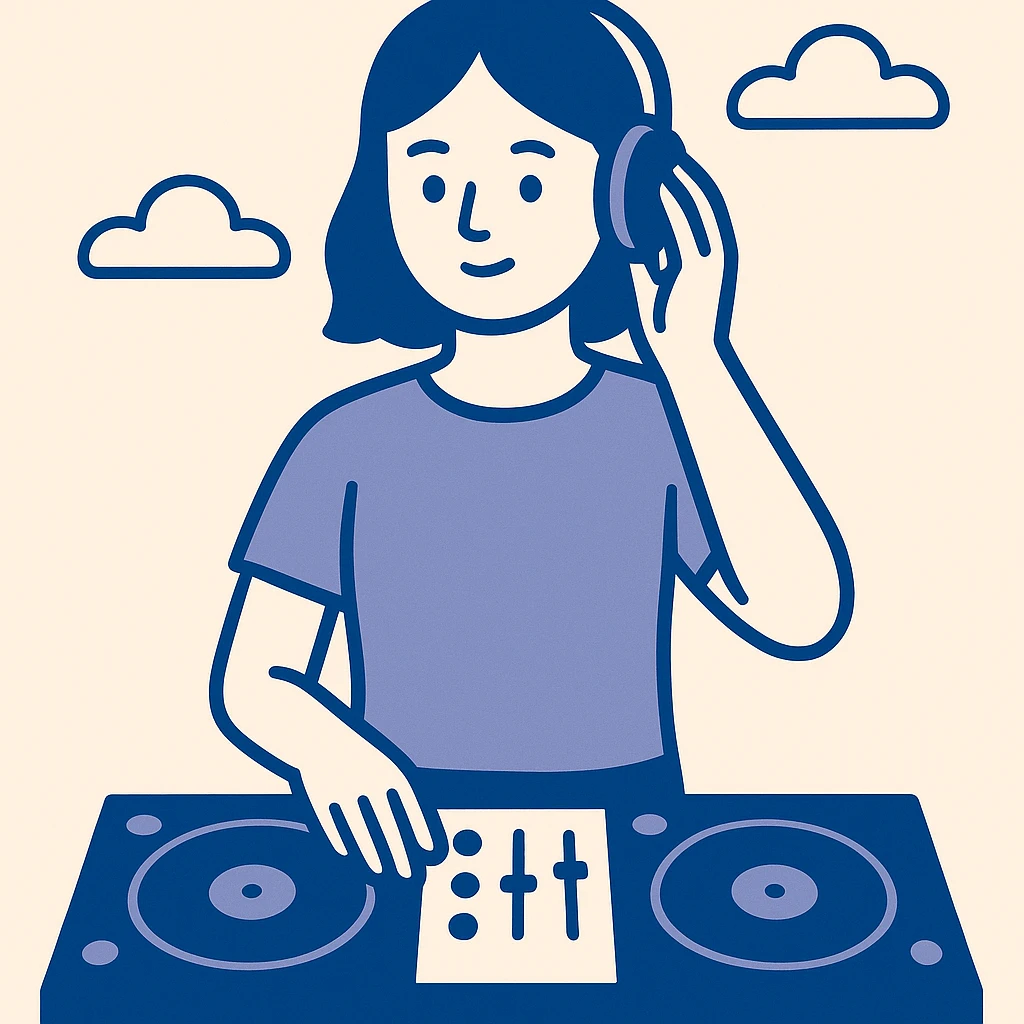 girl playing DJ set emoji
