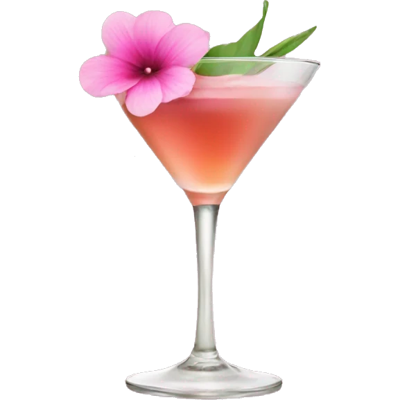 Cocktail with pink flowers emoji