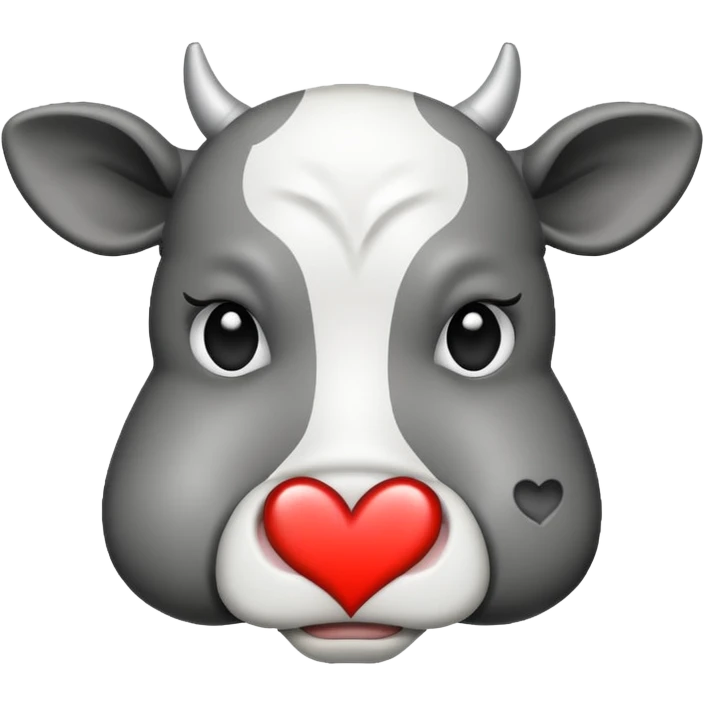 cow emoji looking contemplative, split or cracked heart, minimalistic style emoji