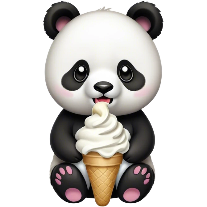 Panda eating ice cream emoji