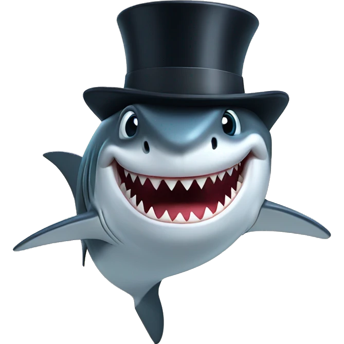 Shark with a top hat emoji