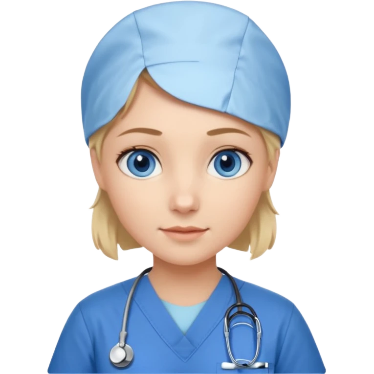 Nurse blue eyes short blond blue scrubs no hat emoji